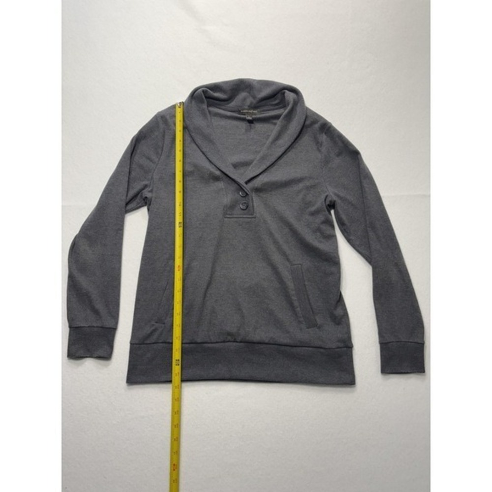 Banana Republic Mens Gray Shawl Collar Henley Sweatshirt Pockets Pullover L - Picture 4 of 14